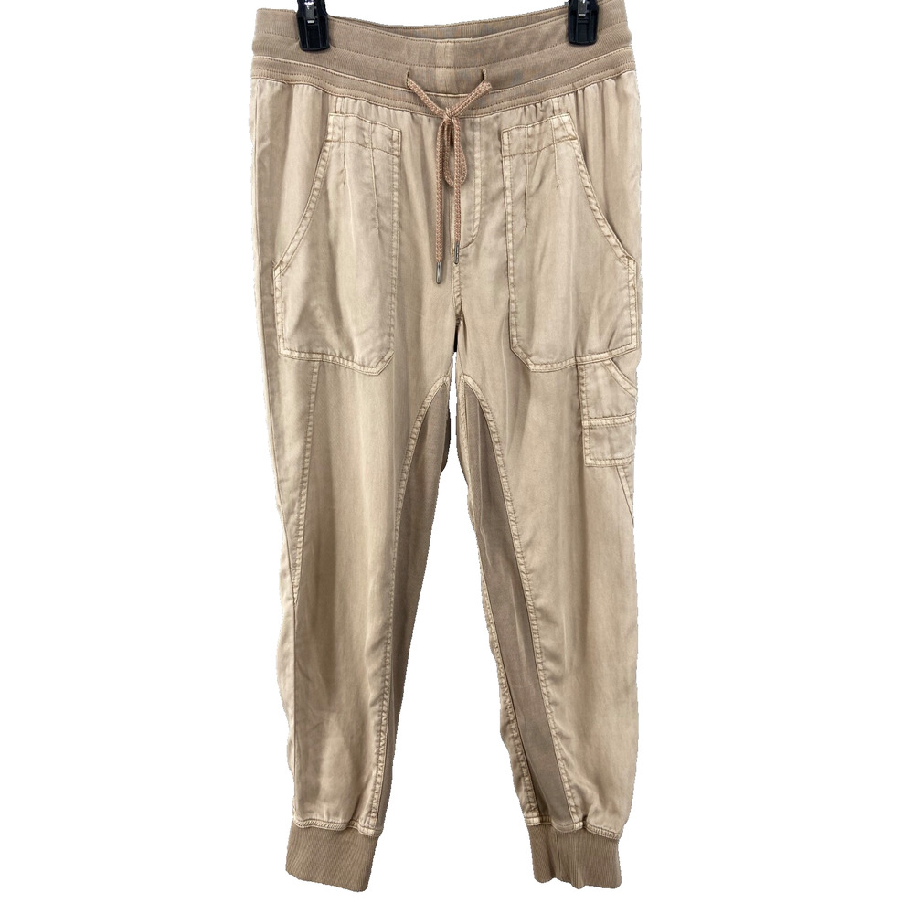 Anthropologie Joggers Pants XS Tan Khaki The‎ Nomad High Rise Athleisure Utility